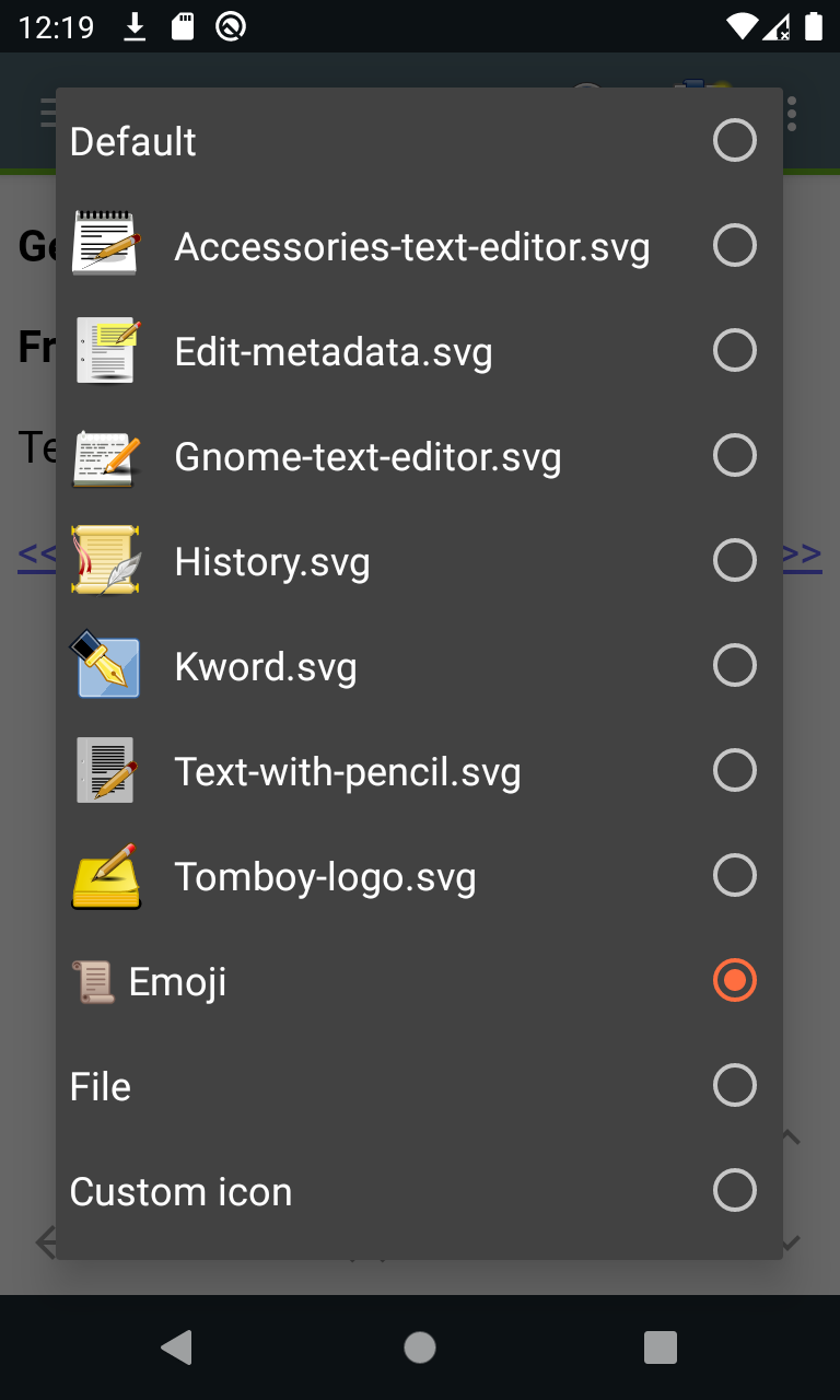 Notes Icons selection