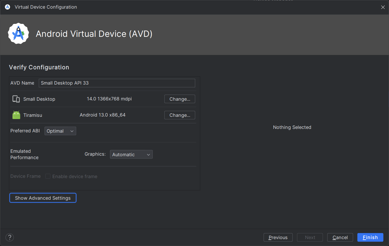Android Studio Create AVD, step 3