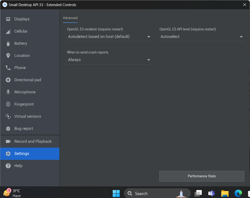 Android Studio Extended Controls