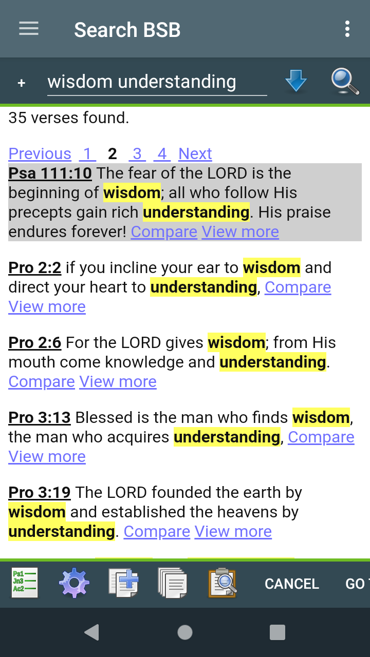 Search Bible compare link