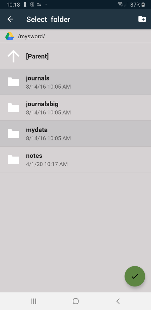 Dropbox folders for MySword